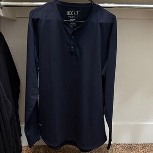 BYLT Navy Long Sleeve Drop Cut Henley